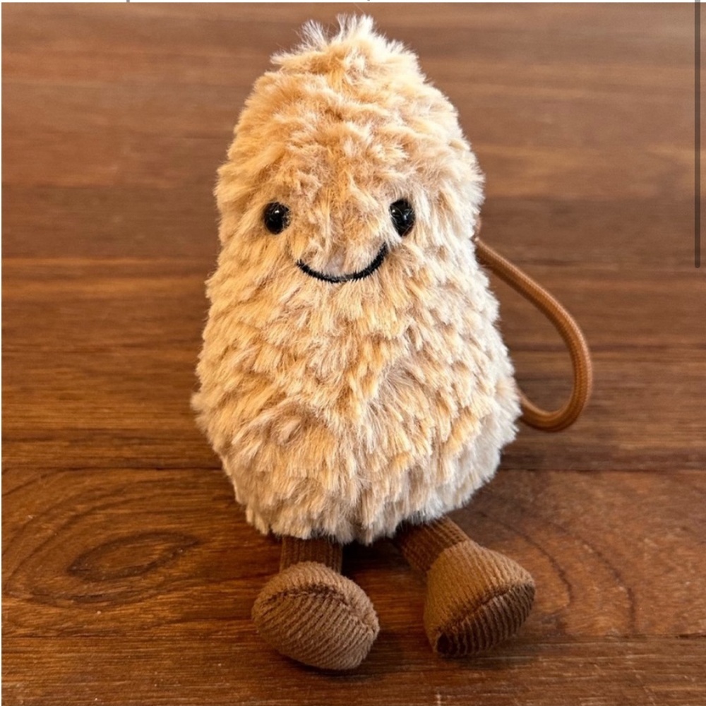 Brown Peanut Plush Keychain Bag Charm 6” Cute Kawaii Soft Stuffed Pendant New